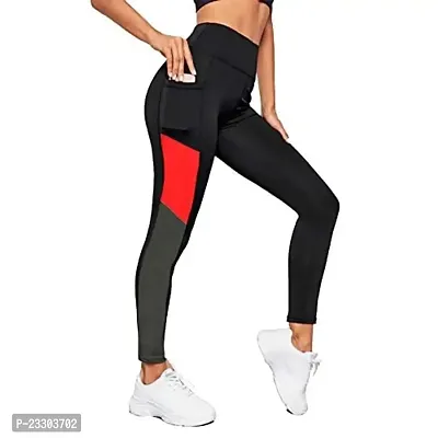 SSDN Women's High Waist Solid Colored Spandex Fabric Ankle Length Skinny  Gym Wear Leggings with side
