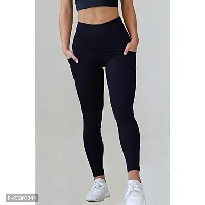 Gray Ladies Yoga Pants Running Leggings With Pockets, Women High Rise Full  Stretchable Ankle Length Slim Fit Yoga Gym Tights With Pockets. 