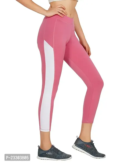 Pink gym leggings for women, ankle length sports pants, gym tights.