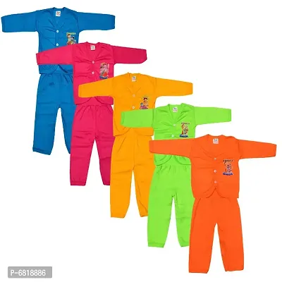 Trendy Born Baby Cotton Full Sleeve T-Shirt with Full Lenght Pant (Pack of 5)