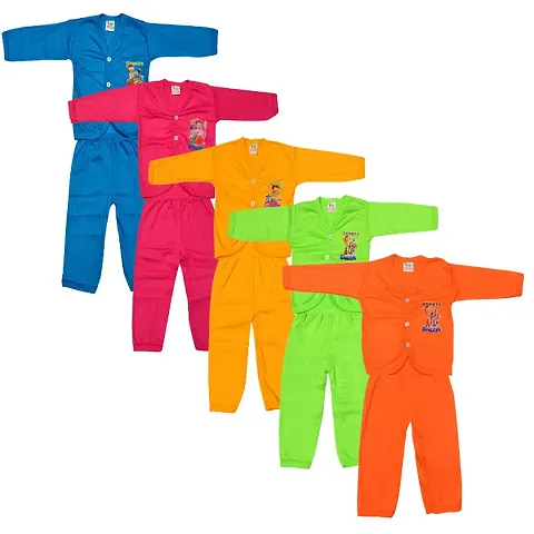 Trendy Born Baby Full Sleeve T-Shirt with Full Lenght Pant (Pack of 5)