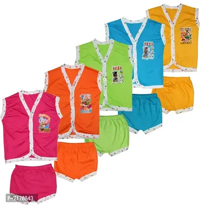 Born Baby Sleeveless Top with Bottom Shorts(Pack of 5)-thumb0