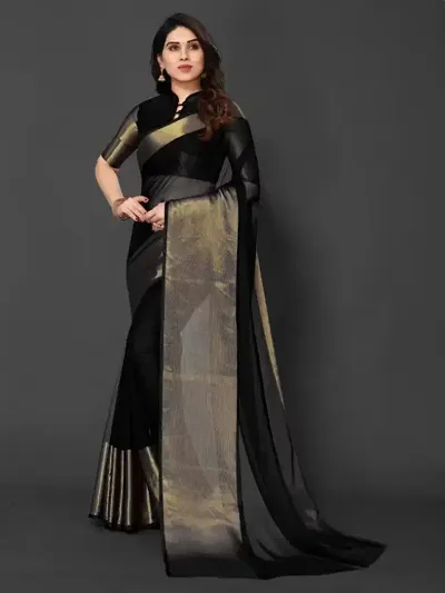 Striped Chiffon Saree with Blouse piece