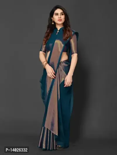 Chiffon saree with golden zari and running blouse-thumb2