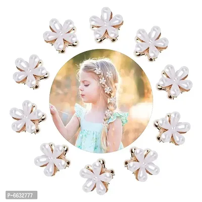 HRK Mini Pearl Claw Clip, Retro Hair Clips with Daisy Flower, Sweet Artificial Bangs Clips Decorative Hair Accessories for Women Girls pack of 6 Pieces-thumb0