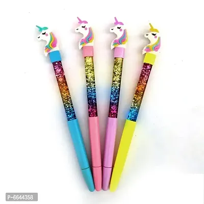 Unicorn Toy Water Glitter Gel Pen Beautiful Designer Pen Gel Pen Best Gift for Kids Best Return Gift for Students (Pack of 4)-thumb0
