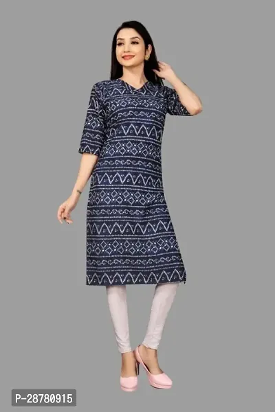 Stylish Navy Blue Crepe Kurta For Women-thumb0