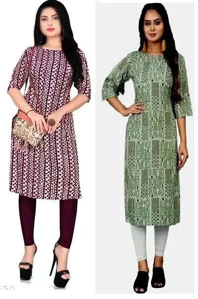 VJ Enterprise Elegant Stylish Crepe Kurtis pack of 2