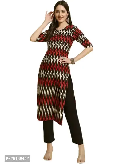 Stylish Crepe Red Printed Kurta For Women Single Pack