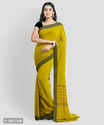 Stylish Cotton Silk Khaki Printed Saree without Blouse piece