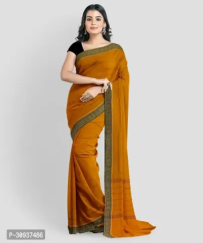 Stylish Cotton Silk Yellow Printed Saree without Blouse piece-thumb0