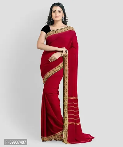 Stylish Cotton Silk Red Printed Saree without Blouse piece-thumb0