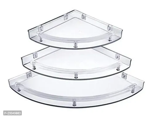 Unbreakable Premium Corner Set Plastic Bathroom Corner Pack Of 3 Acrylic Wall Shelf-thumb0