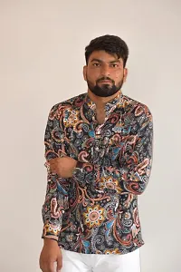 LATHAR's Comfortable Stylish Printed Cotton Solid Straight Casual Short Kurta for Men (Medium) Multicolour-thumb2