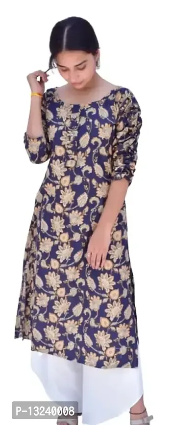 LATHAR's Women's Floral Printed Cotton Straight Stitched Long Kurti (XX-Large)-thumb0