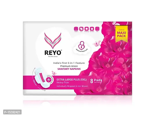 Reyo anion sanitary napkins - Maxi(330mm) - 08 Pieces/Pack - Pack of 03