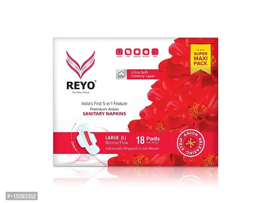 Reyo anion sanitary napkins - Super Maxi(240mm) - 18 Pieces/Pack - Pack of 02