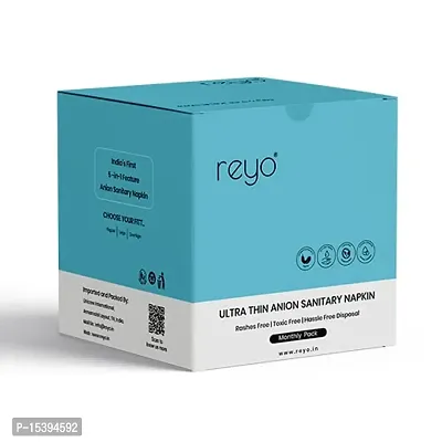 Reyo Anion Sanitary Napkins Combo (Regular L,240mm,12pads pack of 2) (Large XL,290mm,10pads pack of 2) Have a stress free period days-thumb0