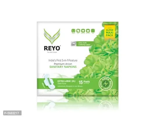 Reyo Anion Sanitary Napkin (SuperSaver-290mm(15Pads)_XL-Size) For Stress Free Periods-thumb0