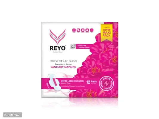 Reyo Anion Sanitary Napkin (SuperSaver-330mm(12Pads)_XXL-Size) For Stress Free Periods-thumb0