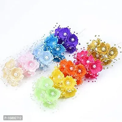 Satin Flower For Decoration Pack Of 36Pc In Assorted 6 Colors(Tangle Flower)-thumb0