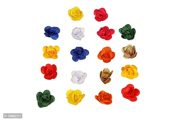 Satin Flower For Decoration Pack Of 36Pc In Assorted 6 Colors(Satin Rb Flower)