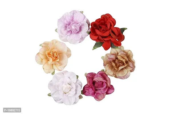 Satin Flower For Decoration Pack Of 36Pc In Assorted 6 Colors(Decorative Flower)