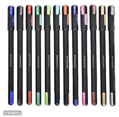 Stylish Pentonic Multicolor Gel Pen With Hard Box Case 0.6 Mm-1.0 Mm Sleek Matt Finish Pack Of 12