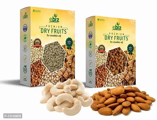 eBiz Mix Nuts Combo Pack of Kaju/Badam 200g California Almonds & Cashew Nuts | Kaju 200 gms Each Total (200g)-thumb0