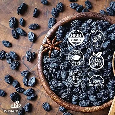 eBiz Premium Afghani Fresh Seedless Black Raisins Raisins | Dry Grapes Kali Kismish | Healthy Routine Diet Kaali Dakh (500g)-thumb2