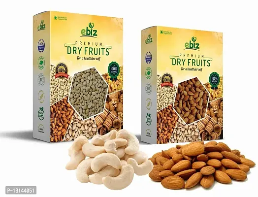 eBiz Mix Nuts Dry Fruits pack of Kaju/Badam 200g| California Almonds & Cashew Nuts | Kaju 200 gms Each Total| Mixed Dry Fruit Pack with High Protein & Fiber (200g)