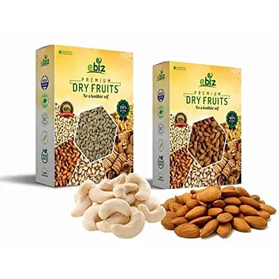 EBIZ Mix Nuts Combo Pack of Kaju/Badam 200g California Almonds & Cashew Nuts | Kaju 200 gms Each | Total (400g)