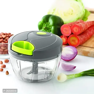 Anjali Manual Easy Choppy Plus Used for Chopping Onions, Vegetables (Hard, Soft  fibrous), Fruits, Salads,with Stainless Steel Blades 650 ML Capacity,Grey Chopper-thumb2