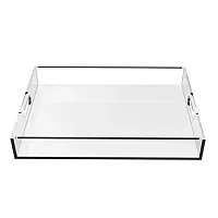 Porpoise Serving Acrylic Tray for Dining Table, Home and Kitchen Storage Acrylic Tray/Tea Tray and Coffee Table Tray/Breakfast Tray with Acrylic Handle Serving Tray (Transparent)-thumb1
