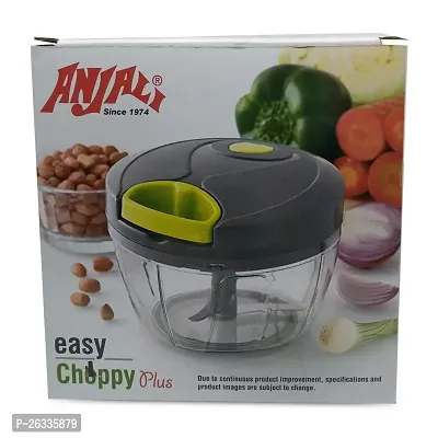 Anjali Easy Mini Vegetable Chopper  Cutter with 3 in 1 Blade, Grey, 1 Piece-thumb0