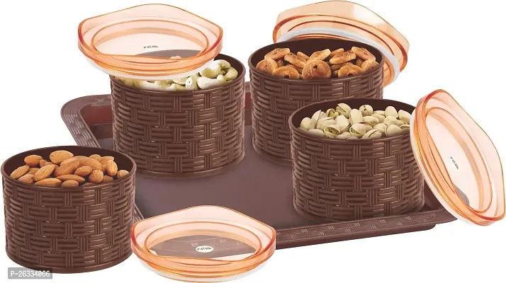 Porpoise Dry Fruit Serving Tray Box Set with Lid, 4 Piece, 500 ml each (Ks-4-Brown)-thumb0