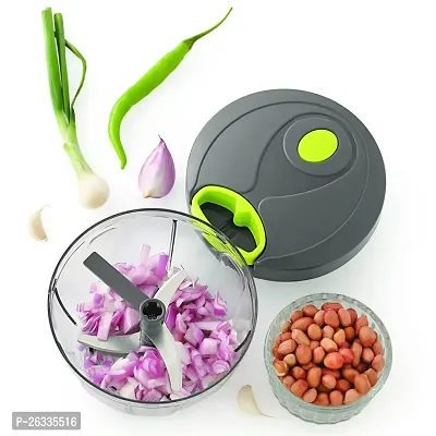 Anjali Manual Easy Choppy Plus Used for Chopping Onions, Vegetables (Hard, Soft  fibrous), Fruits, Salads,with Stainless Steel Blades 650 ML Capacity,Grey Chopper-thumb3