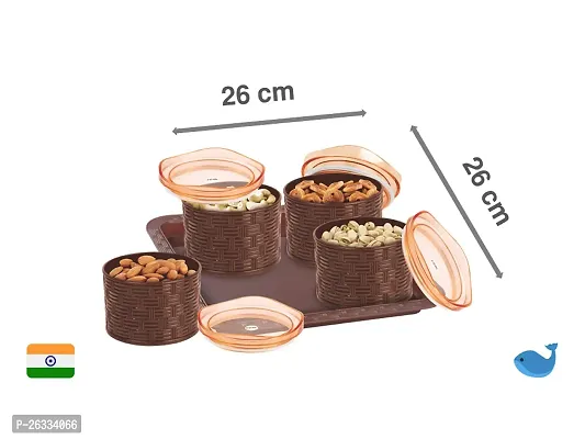 Porpoise Dry Fruit Serving Tray Box Set with Lid, 4 Piece, 500 ml each (Ks-4-Brown)-thumb2