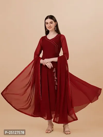 Stylish Fancy Designer Georgette Kurta With Bottom Wear And Dupatta Set For Women-thumb0