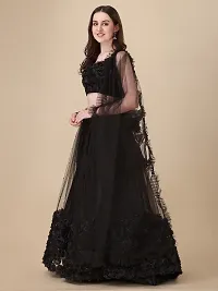 Stylish Black Organza Ruffle Lehenga Choli Set For Women-thumb2