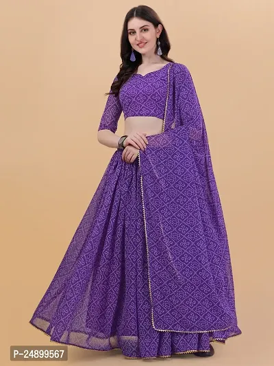 Stylish Purple Georgette Bandhani Lehenga Choli Set For Women-thumb3