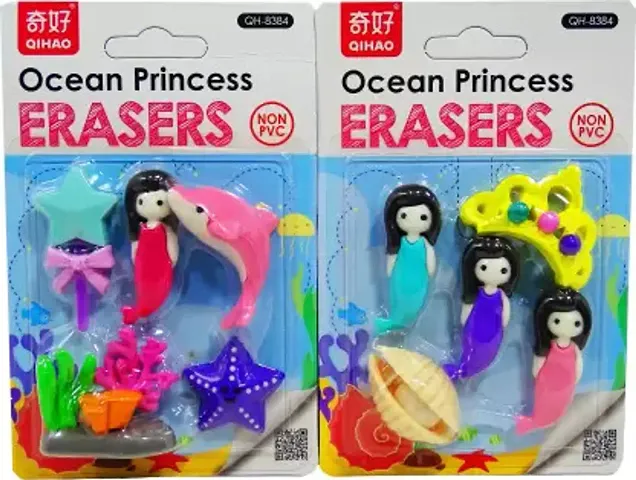 Rockjon oceann erasers and mermaid erasers Non-Toxic Eraser (Multicolor)