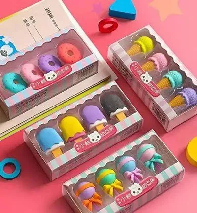 Rockjon Imported Stuff Cutest New Arrival Donuts Ice Cream Cup Cake Erasers Non-Toxic Eraser (Multicolor)