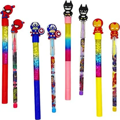 Poksi Avengers Pencil And Magic Pen For Kids|Glitter Pen For Girls And Sikka Pencils| Pencil (Multicolor) Pack Of 8