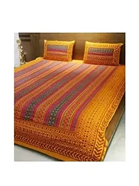 Tulsi Impex Abstract Pattern Pure Cotton Sanganeri Print Double Bed Sheet with 2 Pillow Covers-thumb1