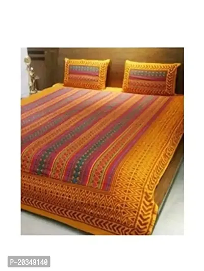 Tulsi Impex Abstract Pattern Pure Cotton Sanganeri Print Double Bed Sheet with 2 Pillow Covers-thumb2