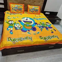 TULSI IMPEX Kids DOREMON Print SANGANERI Double Cotton BEDSHEET-thumb1