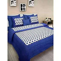 Tulsi Impex Abstract Pattern Pure Cotton Sanganeri Print Double Bed Sheet with 2 Pillow Covers-thumb1