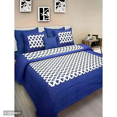 Tulsi Impex Abstract Pattern Pure Cotton Sanganeri Print Double Bed Sheet with 2 Pillow Covers