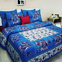 Tulsi Impex Abstract Pattern Pure Cotton Sanganeri Print Double Bed Sheet with 2 Pillow Covers-thumb1